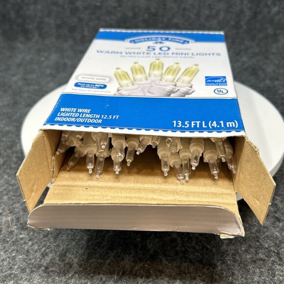 NEW Holiday Time LED Mini Lights 50 Warm White Indoor Outdoor White Wire WORKS - Picture 6 of 7